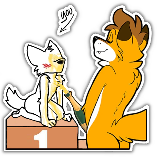🏅: Foxbrush uses a bottle in his crotch to douse your character, winner of a contest, in yellow champagne